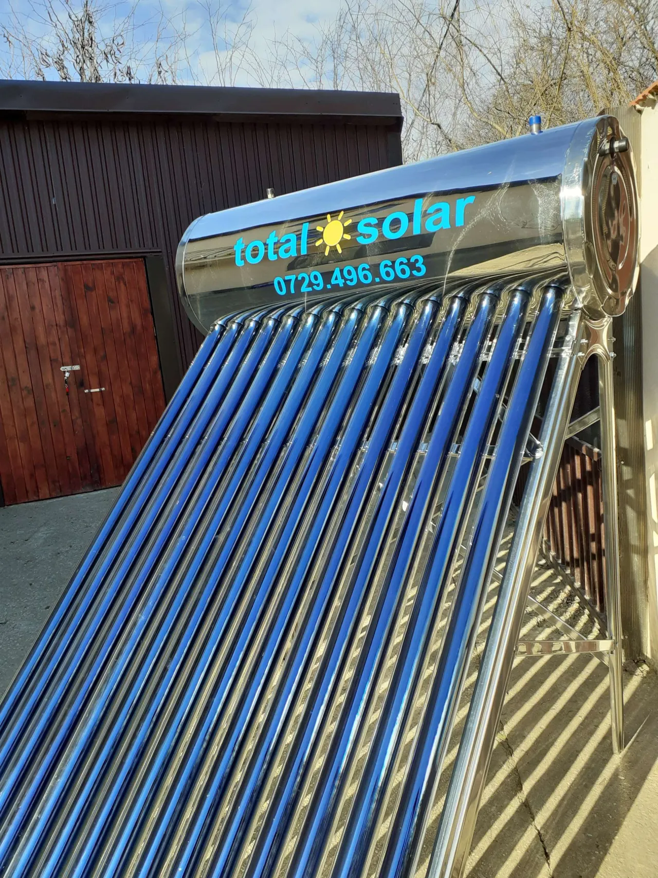 Panou solar nepresurizat, boiler 150 L, 15 tuburi, controler TK7