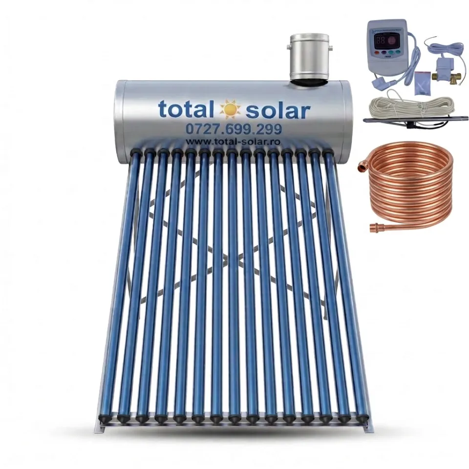 Panou solar presurizat cu serpentină, boiler 150 L, 15 tuburi, controler TK7
