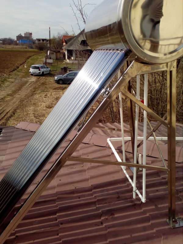 Panou solar nepresurizat, boiler 120 litri,12 tuburi, vas flotor,inox - imagine 3